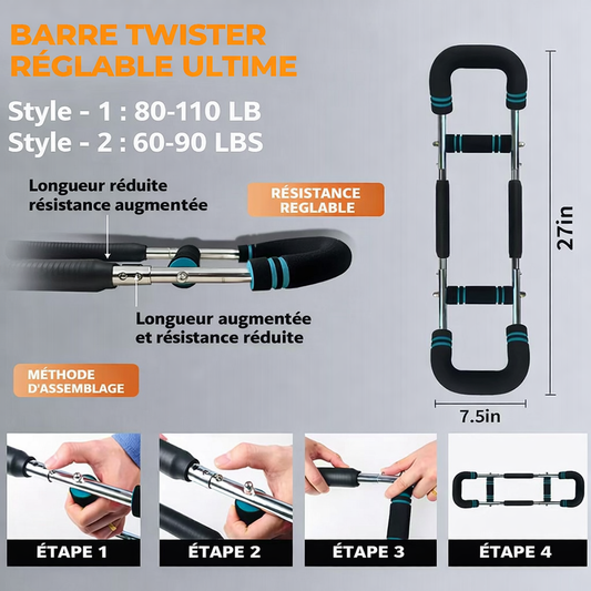 TRANSFORMEZ VOTRE CORPS À DOMICILE AVEC LA BARRE LESTÉE RÉGLABLE !