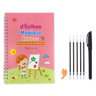 4 Cahiers Magiques 3D Réutilisables + 10 Stylos – Disponible en Français, Anglais et Arabe