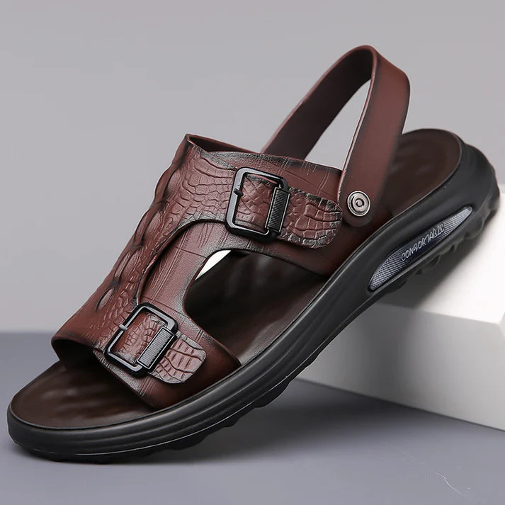 SANDALES EN CUIR MARRON POUR HOMMES