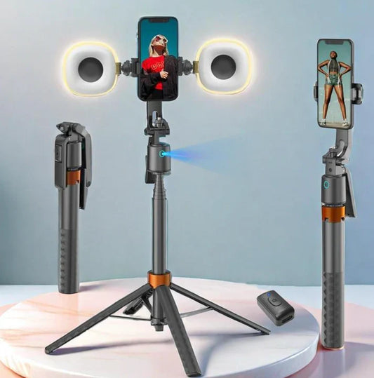 📸 Trépied Selfie 180cm avec Suivi de Visage, Double Lumières LED et Télécommande