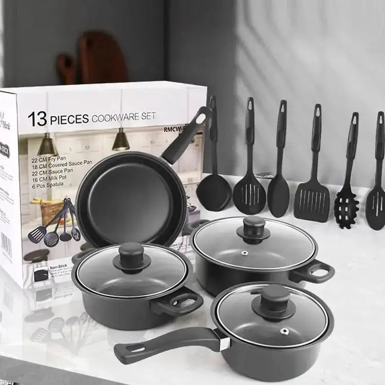 🍳 Batterie de Cuisine 13 Pièces – Marmites, Poêles & Couvercles | Édition Nouveauté 2026