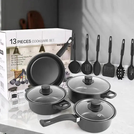 🍳 Batterie de Cuisine 13 Pièces – Marmites, Poêles & Couvercles | Édition Nouveauté 2026